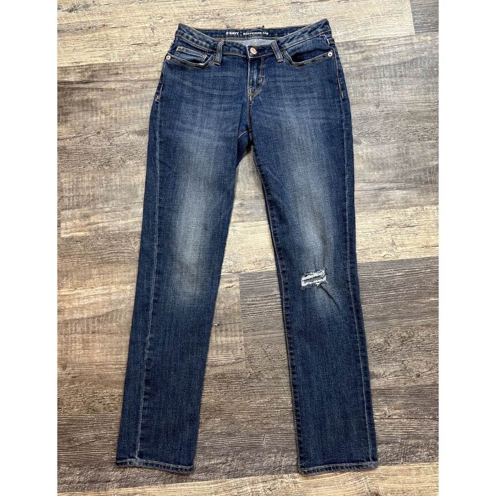 Womens Old Navy Boyfriend Skinny Distressed Denim Straight Size 0 Regular